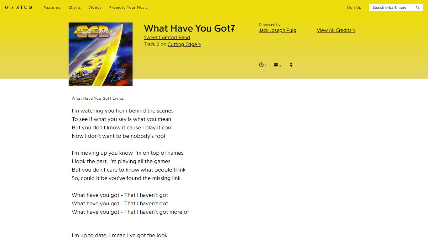 Sweet Comfort Band – What Have You Got? Lyrics | Genius Lyrics